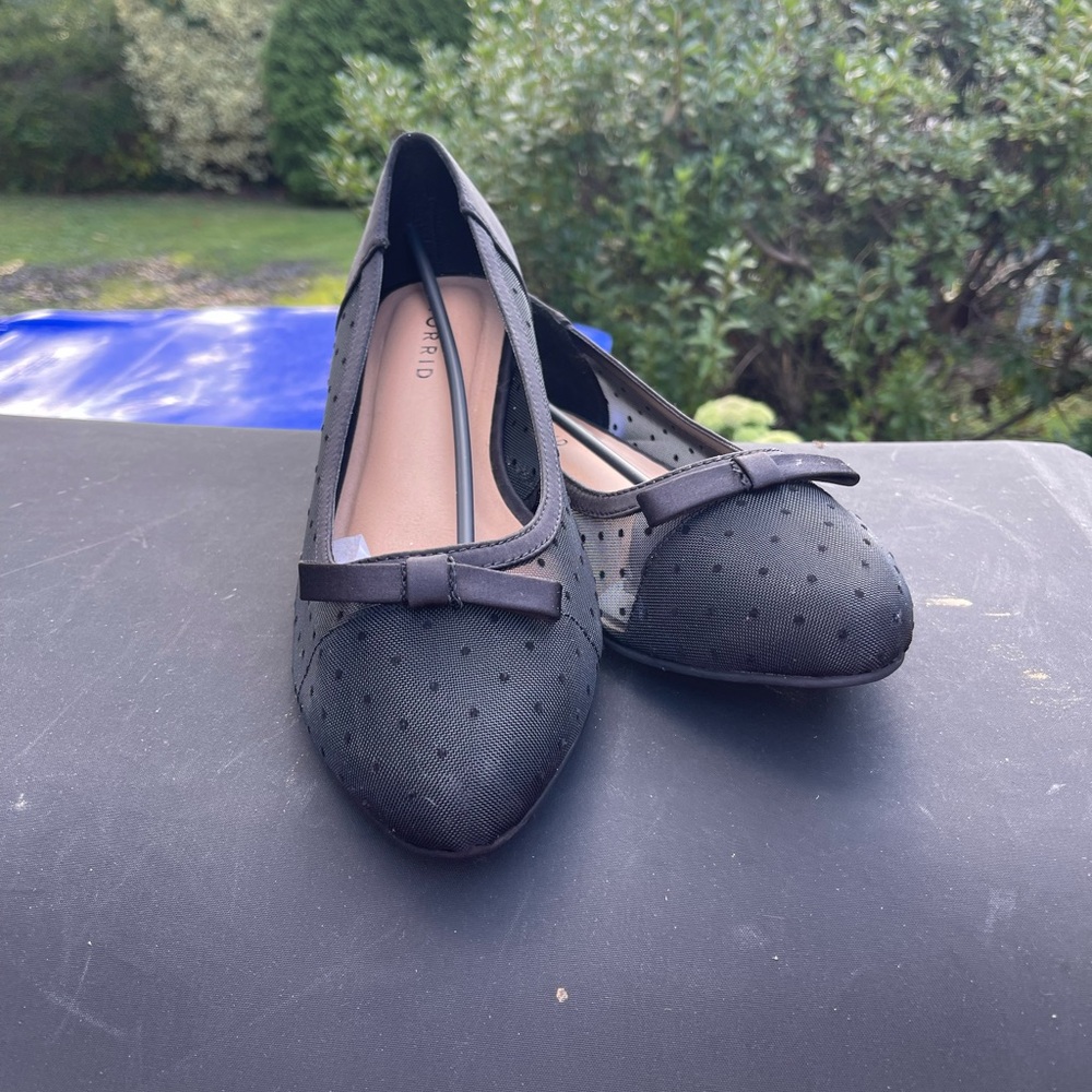 Torrid Black Mesh Bow Flats